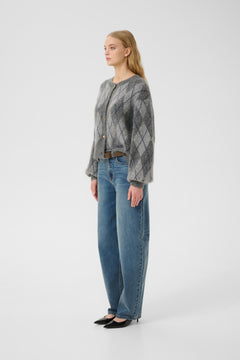 Gzsasi Cardigan - Check Dark Grey/Grey/Blue Comb