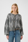 Gzsasi Cardigan - Check Dark Grey/Grey/Blue Comb