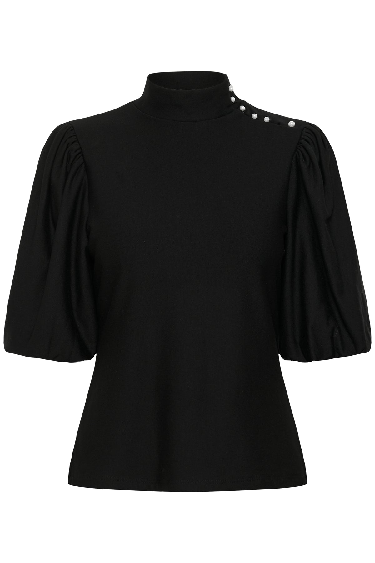 Gzrifa Button Balloon Top - Black