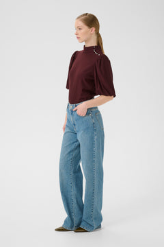 Gzrifa Button Balloon Top - Aronia