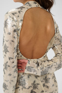 Gzsveda Dress - Champagne/Black Sequins