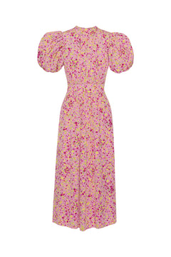 Jacquard Puffy Dress - Fuchsia Pink Comb.