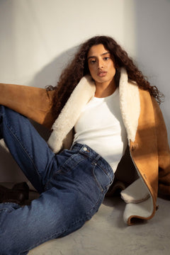 Melli Shearling Jacket - Camel Suede