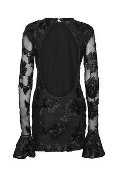 3D Mesh Tight Mini Dress - Black