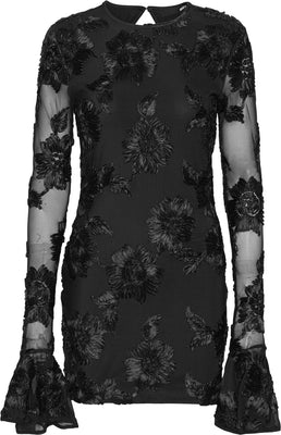 3D Mesh Tight Mini Dress - Black