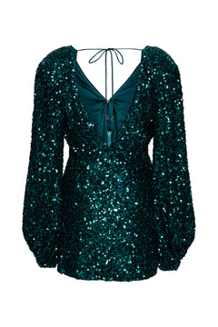 Sequins Mini Flowy Dress - Sea Moss