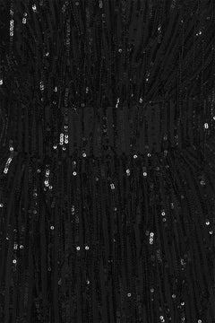 Sequin Midi Puff Dress - Black