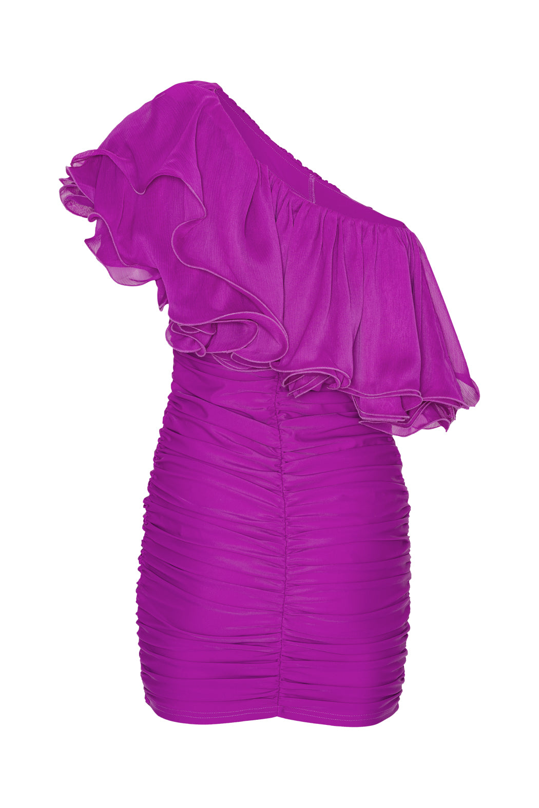Chiffon Asymmetric Dress - Purple Cactus Flower