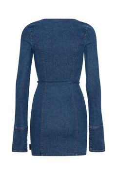 Stretchy Scoop Neck Dress - Orion Blue