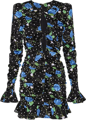 ROTATE Birger Christensen Satin Ruffle Mini Dress