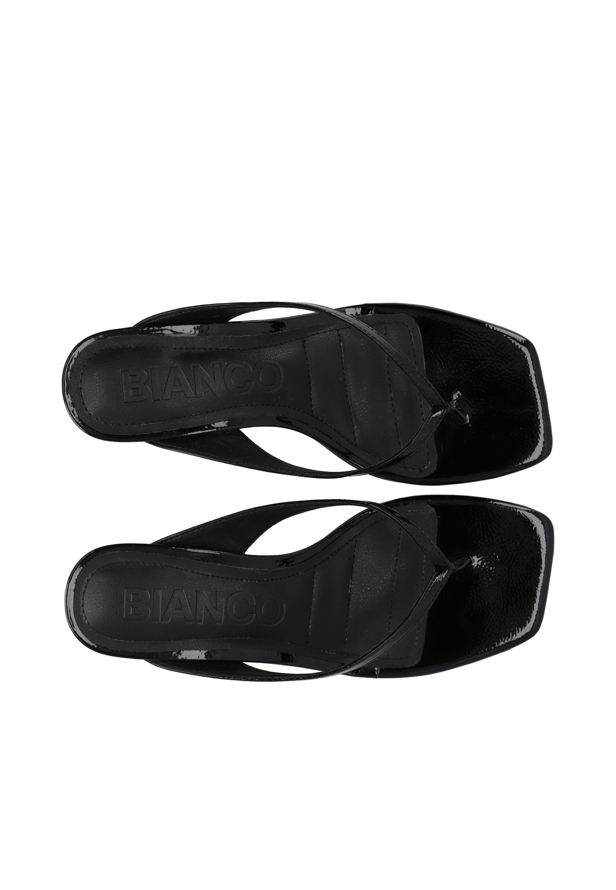 Biaspice Toe Post Faux Leather - Black Patent