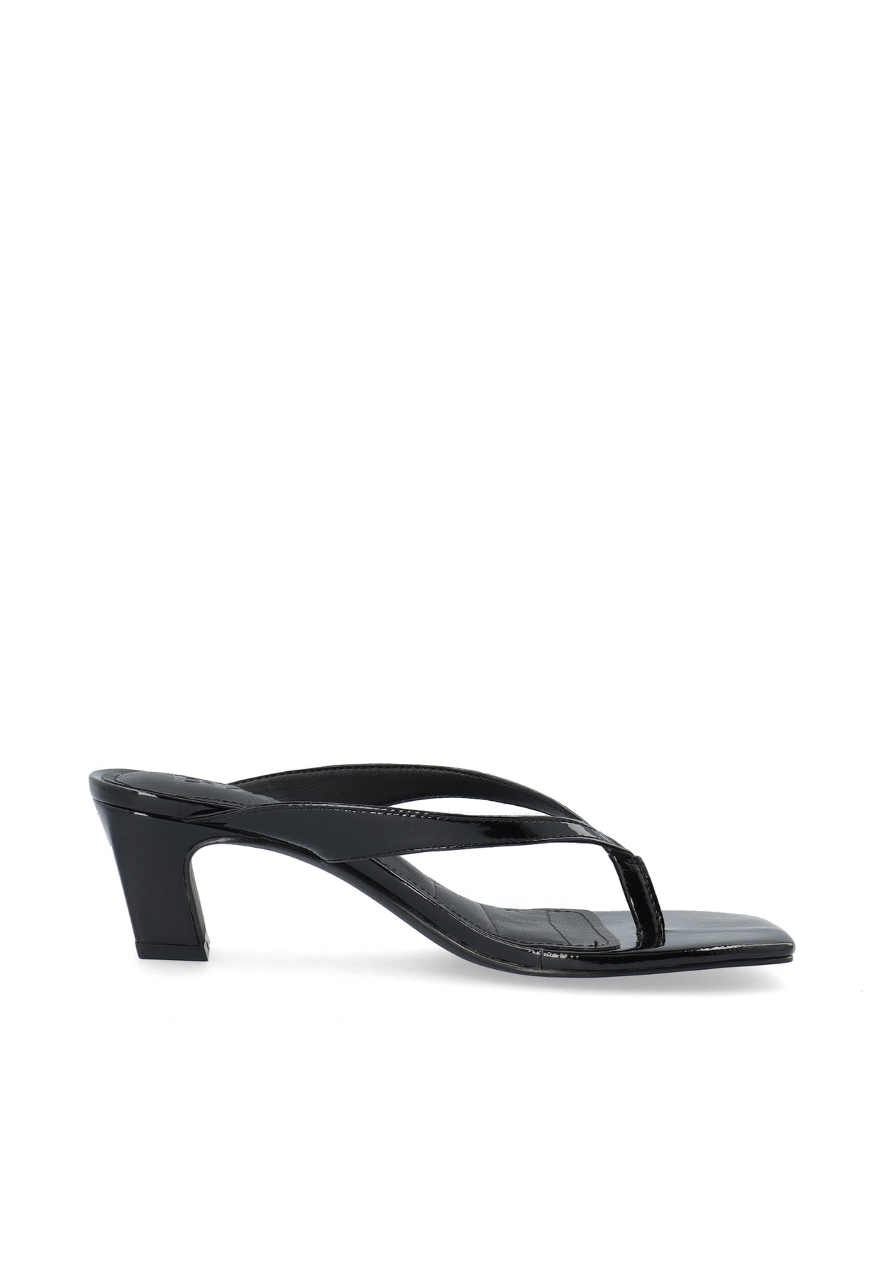 Biaspice Toe Post Faux Leather - Black Patent