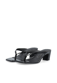 Biaspice Toe Post Faux Leather - Black Patent