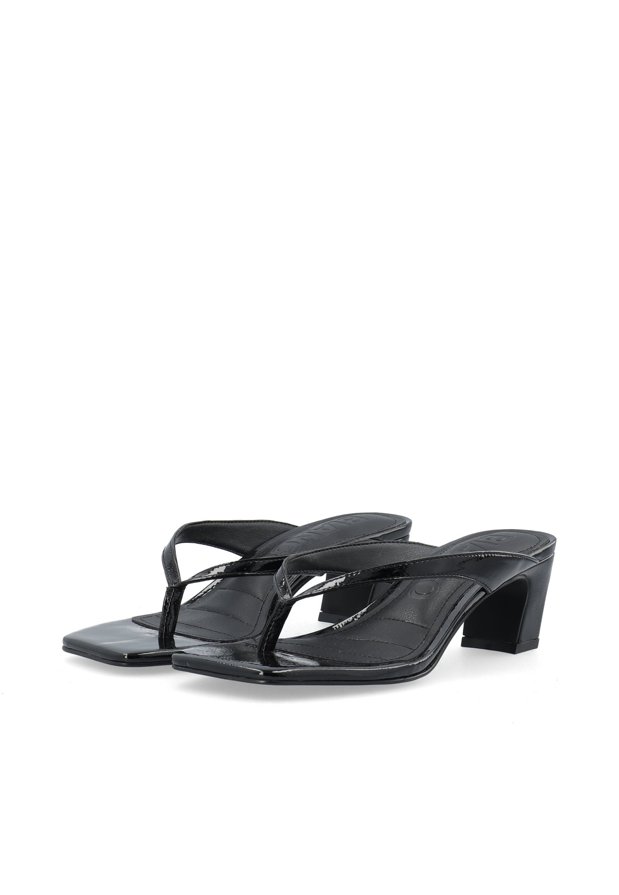 Biaspice Toe Post Faux Leather - Black Patent