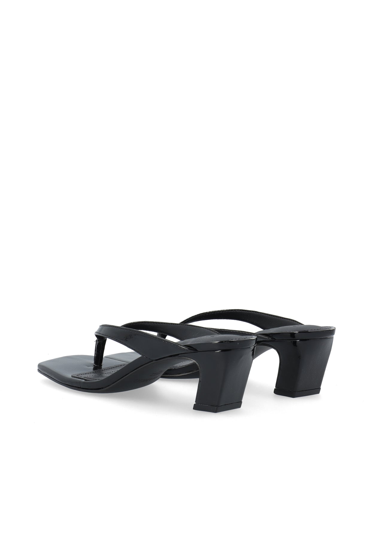 Biaspice Toe Post Faux Leather - Black Patent