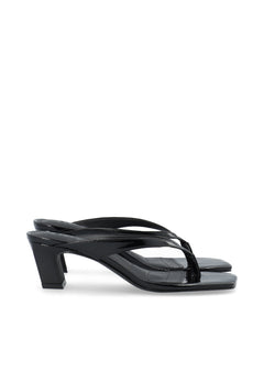 Biaspice Toe Post Faux Leather - Black Patent