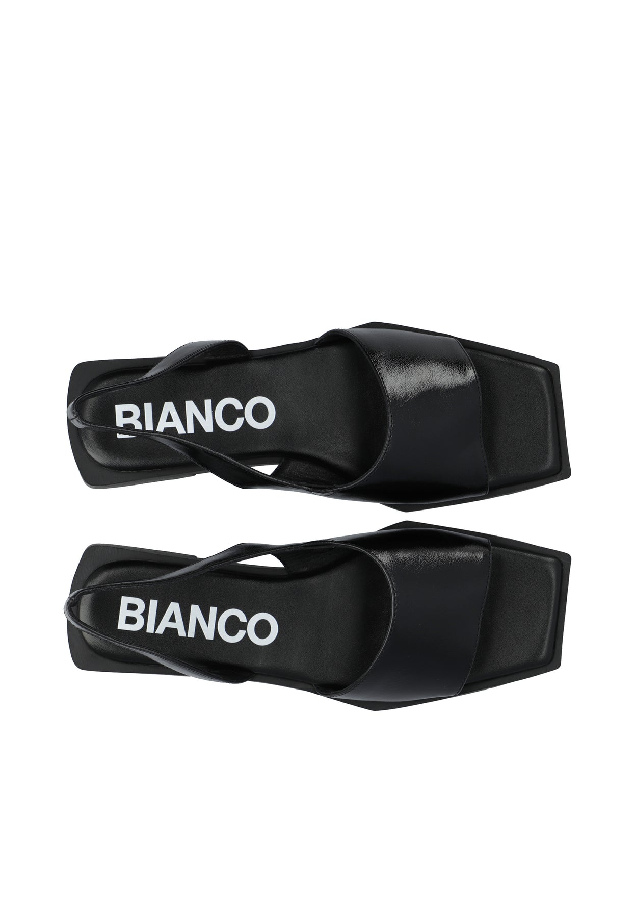 Biayve Square Slingback Sandal Faux Leather - Shiny Black