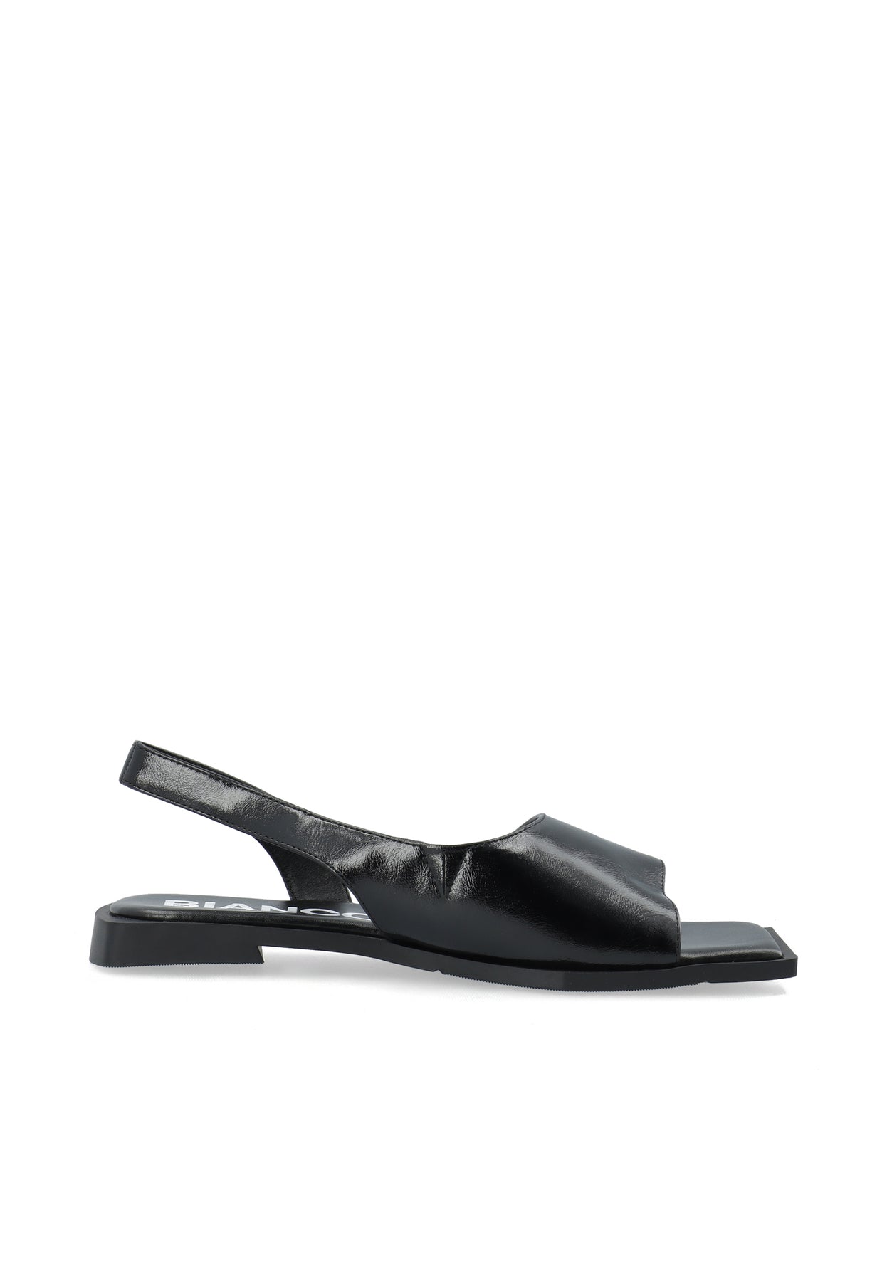Biayve Square Slingback Sandal Faux Leather - Shiny Black
