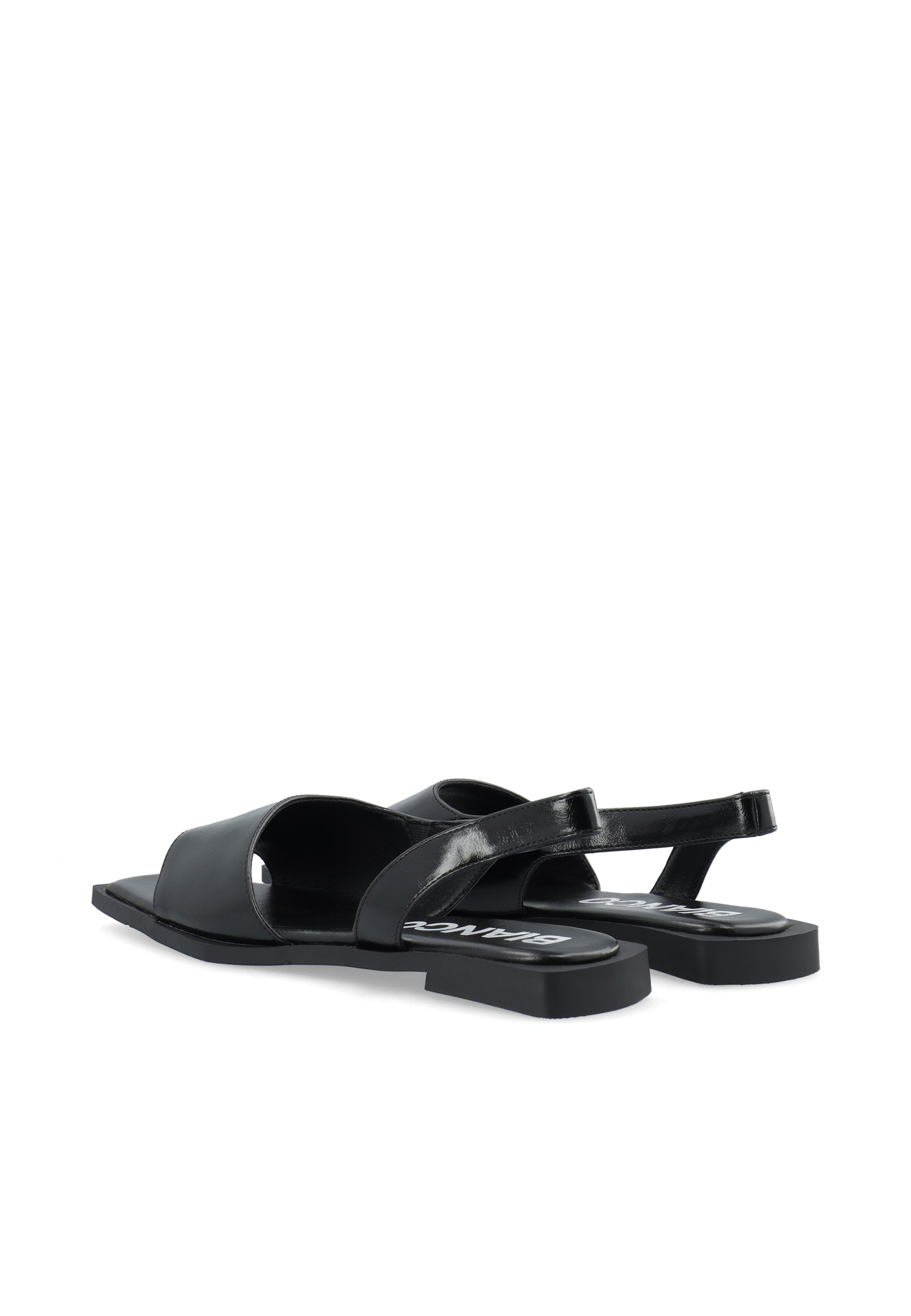 Biayve Square Slingback Sandal Faux Leather - Shiny Black