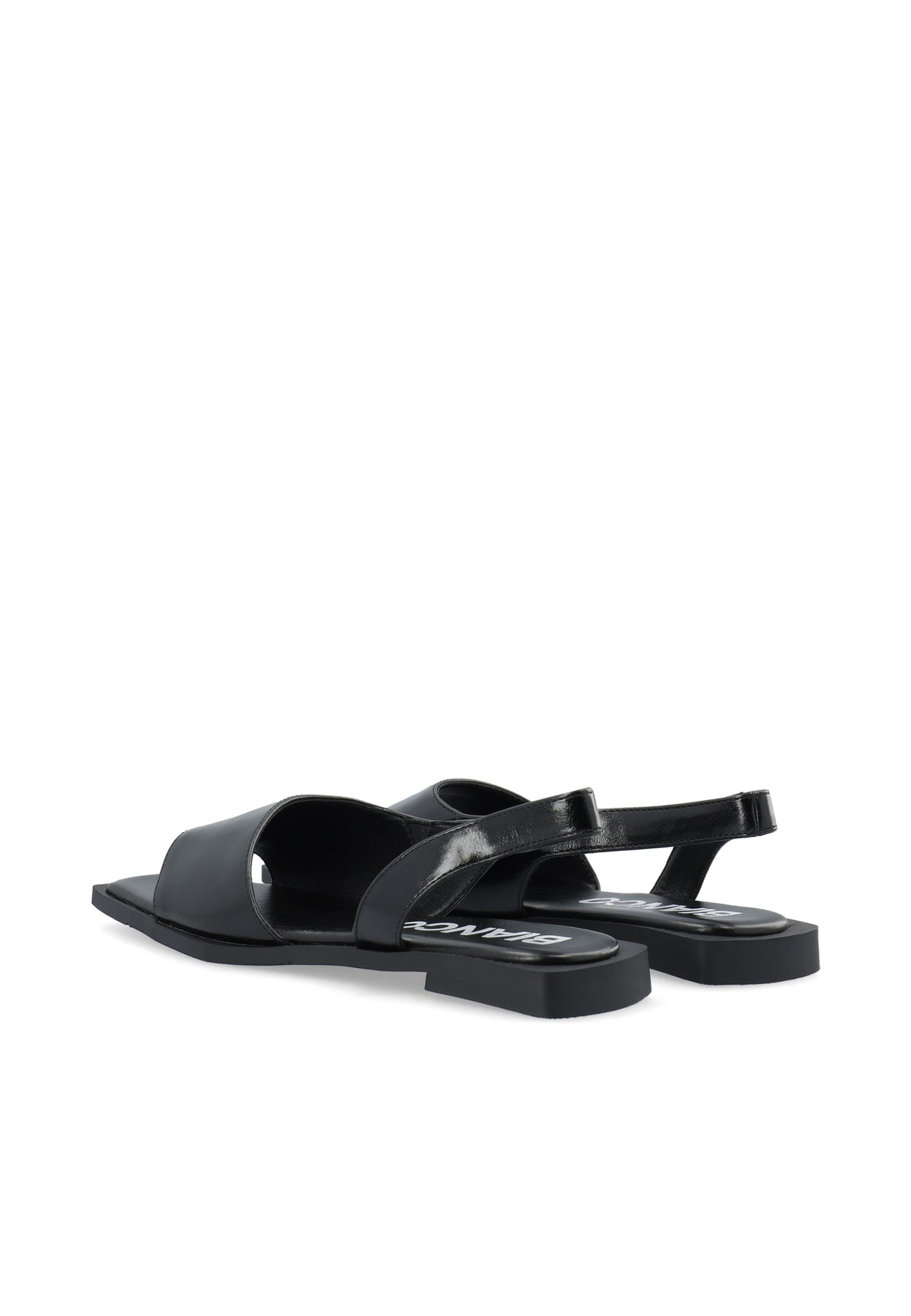 Biayve Square Slingback Sandal Faux Leather - Shiny Black