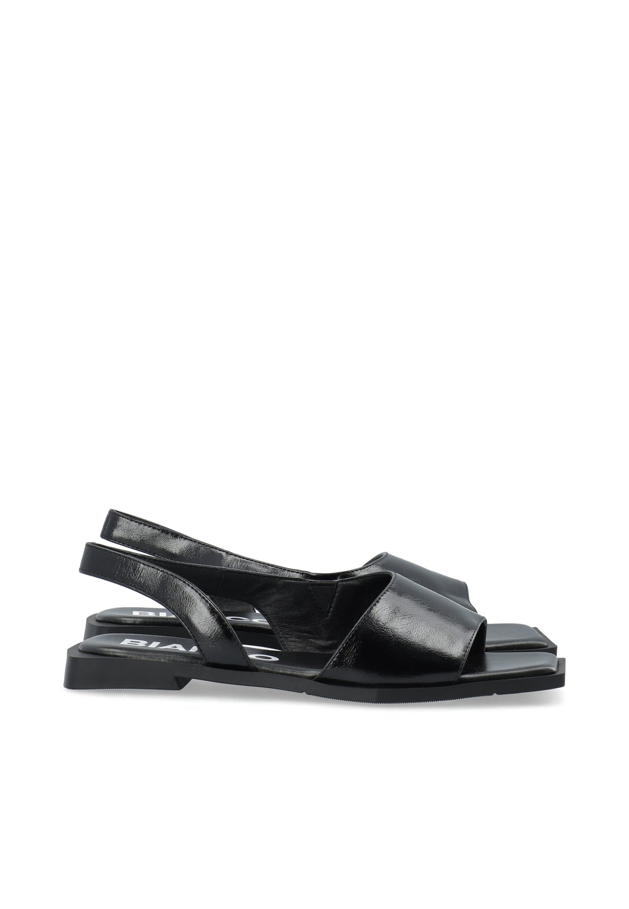 Biayve Square Slingback Sandal Faux Leather - Shiny Black