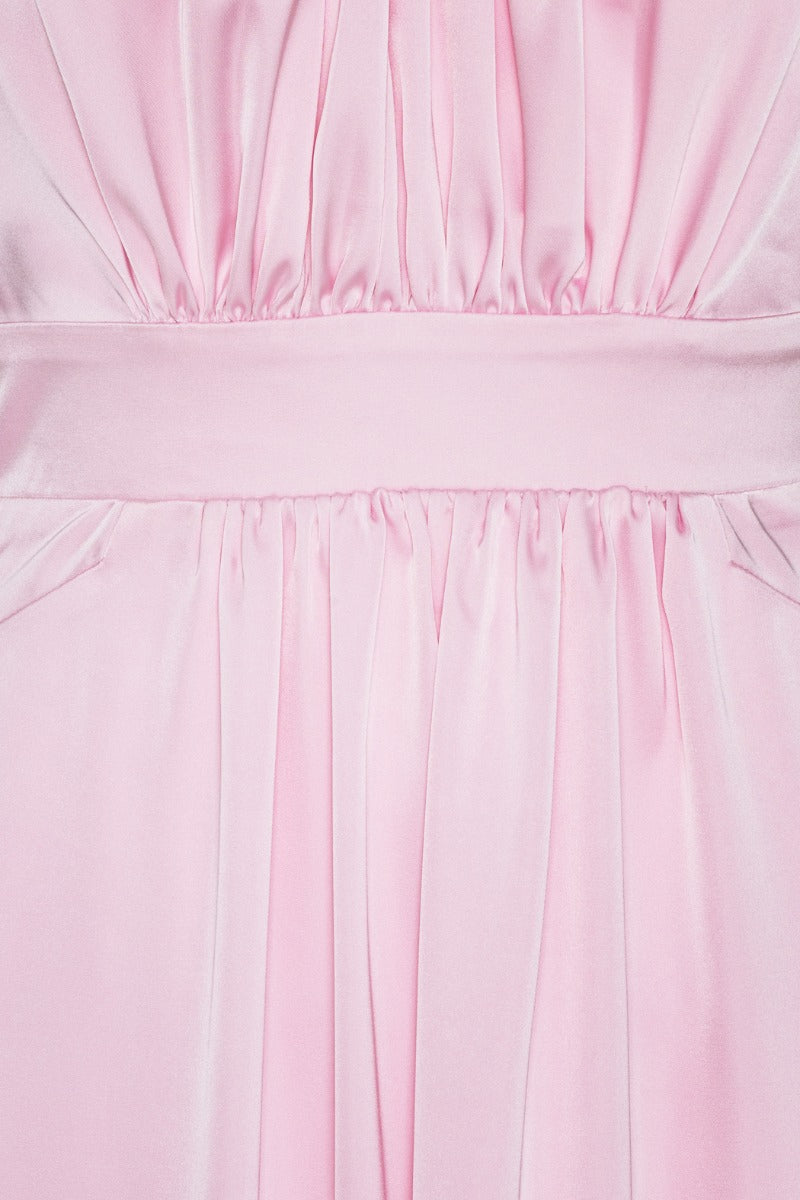 Satin Puff Midi Dress - Blushing Bride
