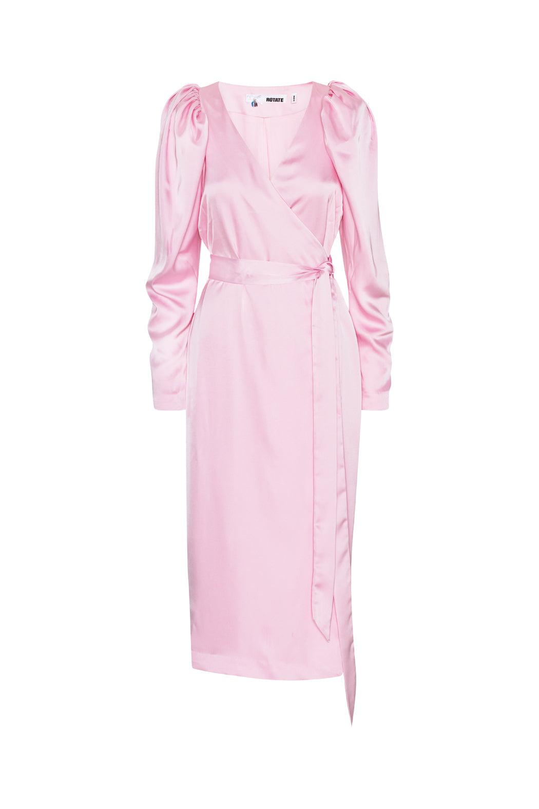 Satin Midi Wrap Dress - Blushing Bride