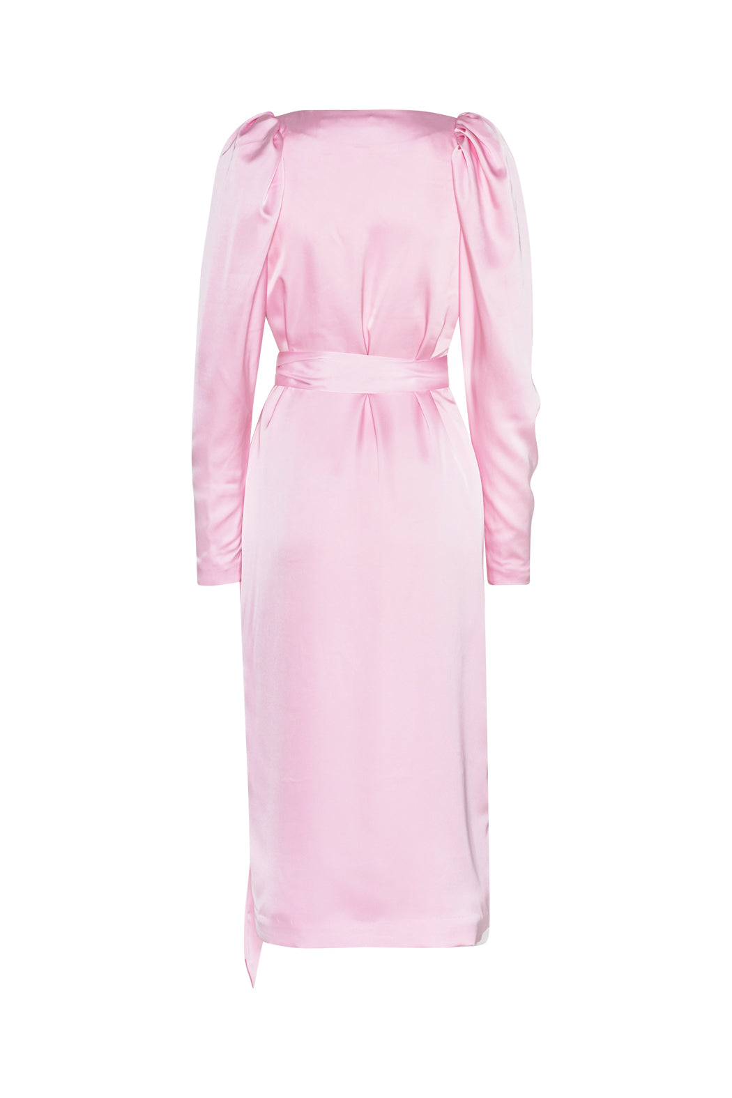 Satin Midi Wrap Dress - Blushing Bride