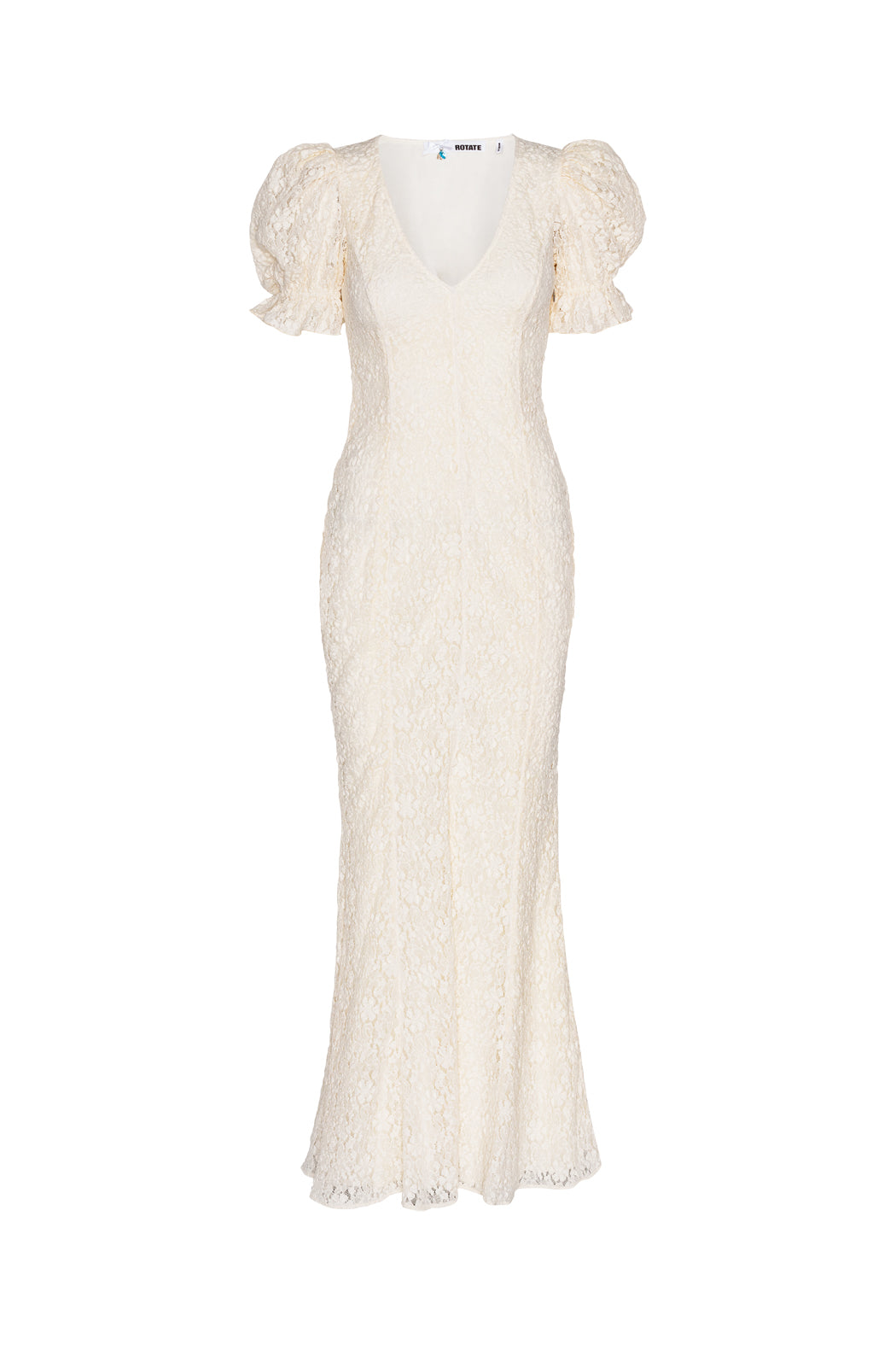 Lace Puffy Maxi Dress - Egret