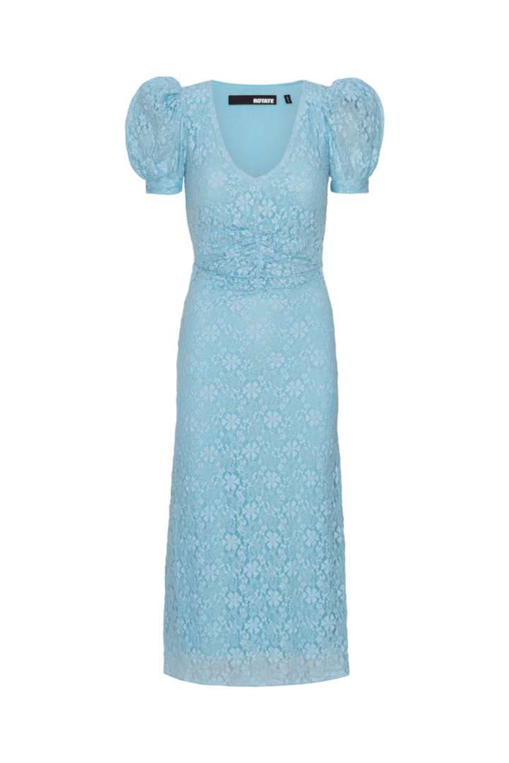 Lace Puff Sleeve Dress - Omphalodes