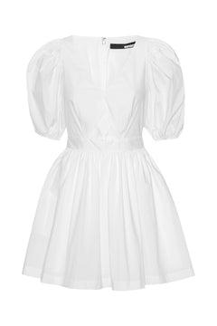 Puff Sleeve Mini Dress - Bright White