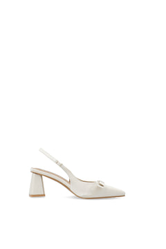 Biamaralyn Bow Slingback Satin - Off White