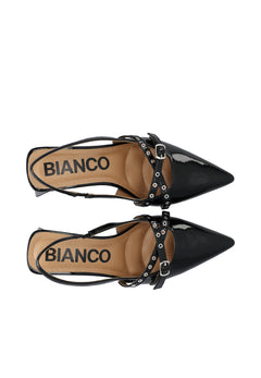 Biamaralyn Buckle Slingback Faux Leather - Black Patent