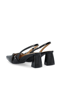 Biamaralyn Buckle Slingback Faux Leather - Black Patent