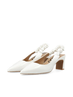 Biamonroe Scrunchie Slingback Faux Leather - Shiny Off White