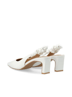 Biamonroe Scrunchie Slingback Faux Leather - Shiny Off White
