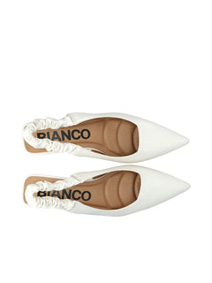 Biamonroe Scrunchie Slingback Faux Leather - Shiny Off White