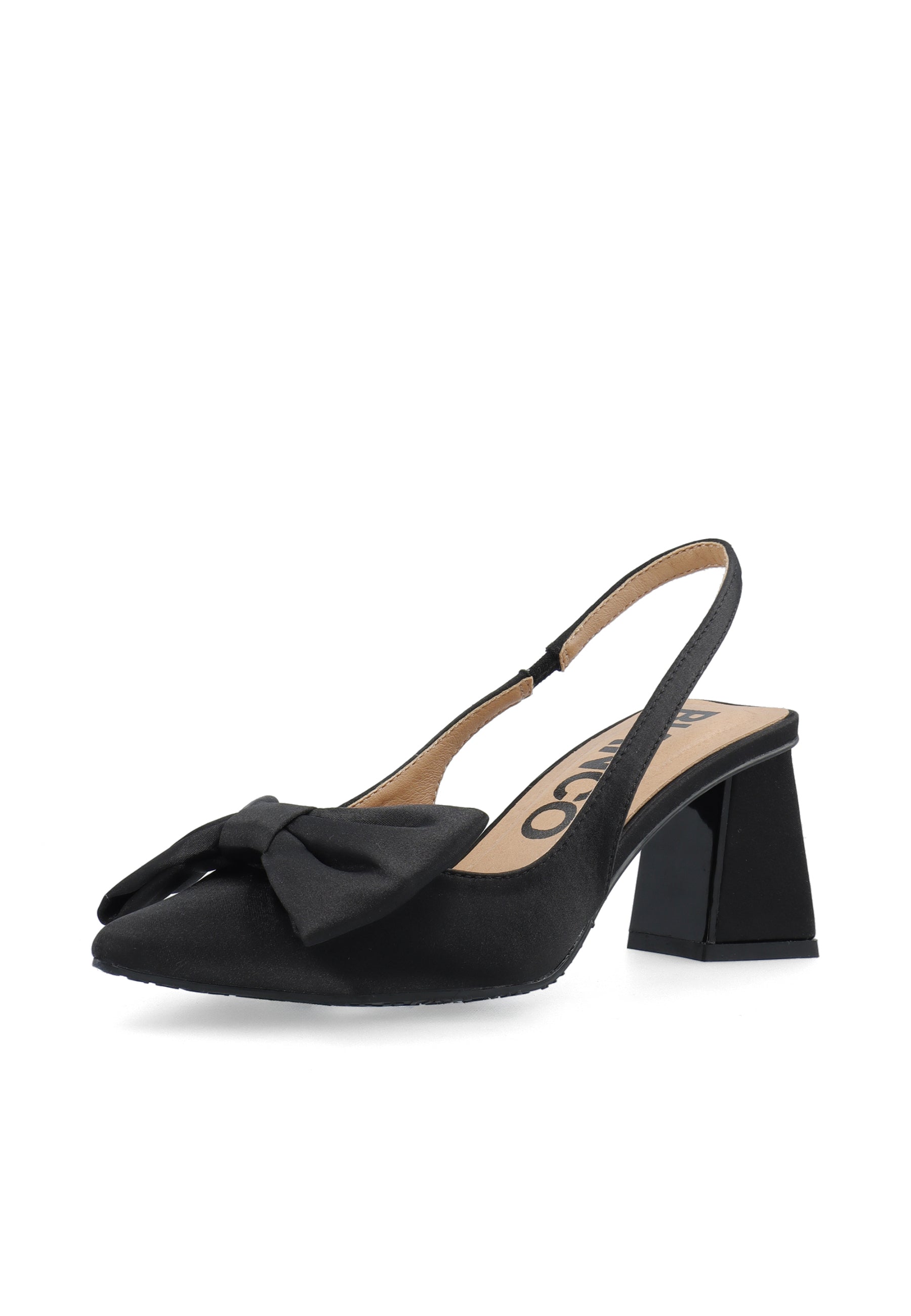 Biamaralyn Slingback Bow Satin - Black