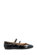 Biarose Karré Double Mary Jane Flat Faux Leather - Black Patent