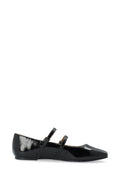 Biarose Karré Double Mary Jane Flat Faux Leather - Black Patent