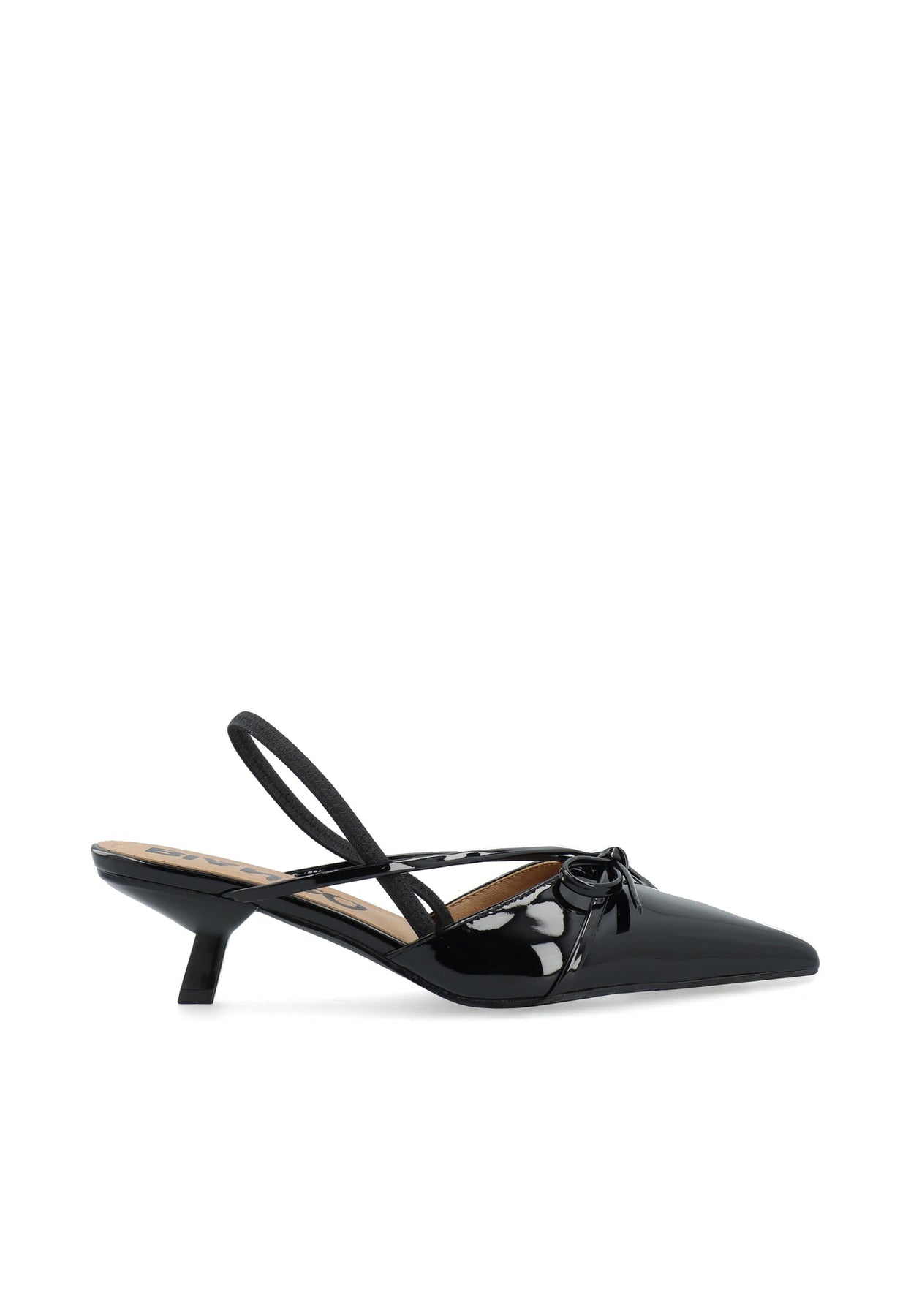 Biakristin Kitten Heel Bow Slingback Faux Leather - Black Patent