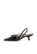 Biakristin Kitten Heel Bow Slingback Faux Leather - Black Patent