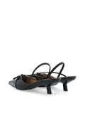 Biakristin Kitten Heel Bow Slingback Faux Leather - Black Patent