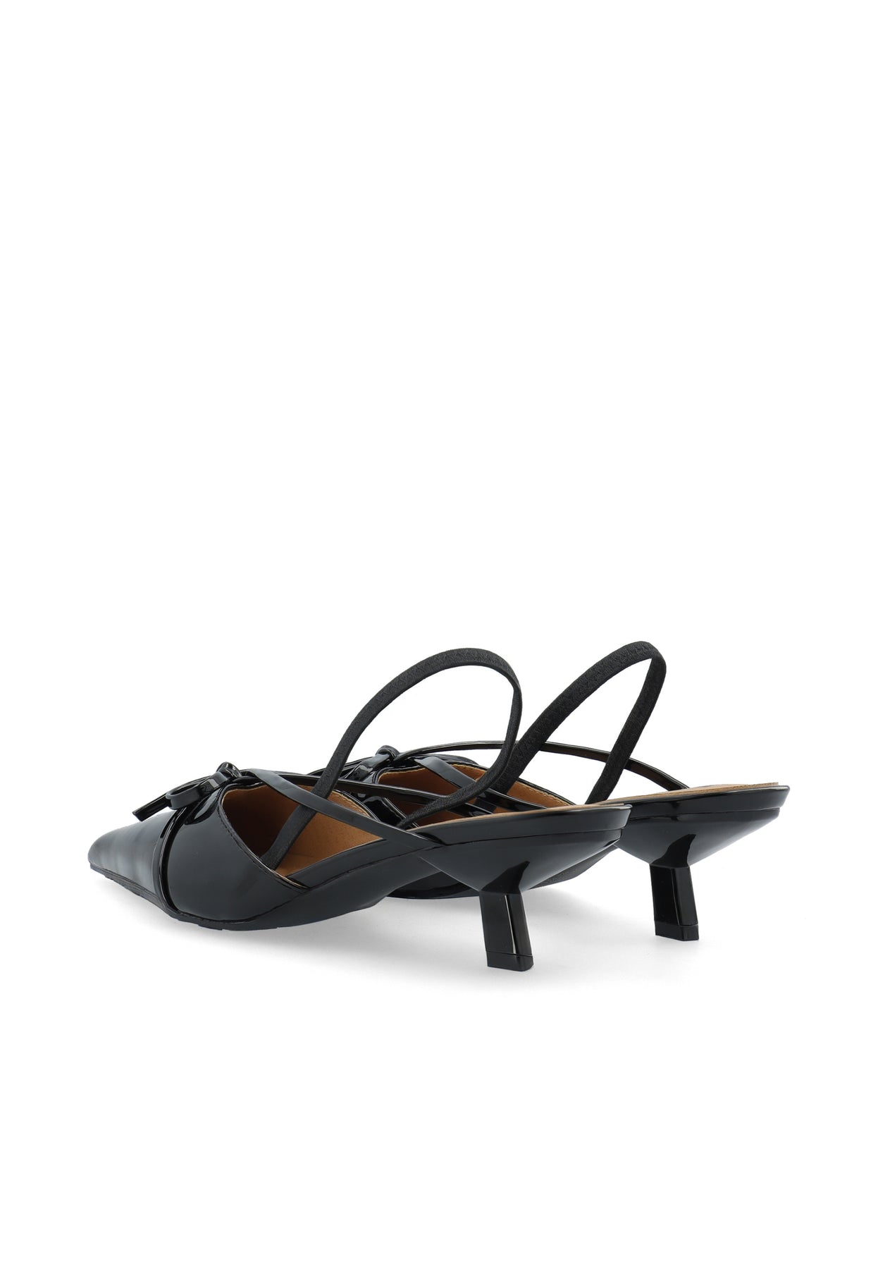Biakristin Kitten Heel Bow Slingback Faux Leather - Black Patent