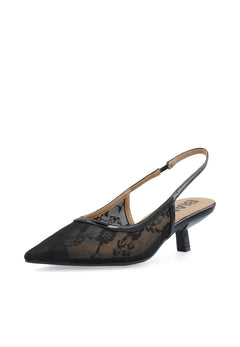 Biakristin Kitten Heel Slingback Mesh - Black Lace