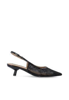 Biakristin Kitten Heel Slingback Mesh - Black Lace