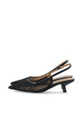 Biakristin Kitten Heel Slingback Mesh - Black Lace