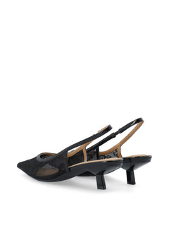 Biakristin Kitten Heel Slingback Mesh - Black Lace