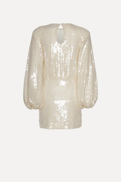 Sequins Short Dress - Egret