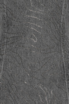 Rhinestone Denim Dress - Grey Denim